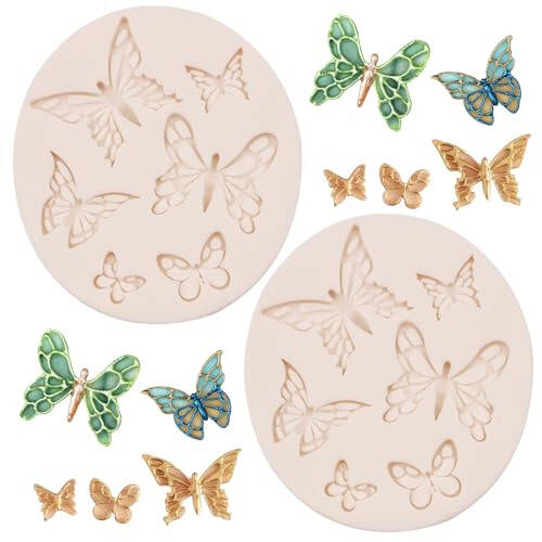 Butterfly Chocolate Mold 2 Pcs, Butterfly Silicone Fondant Mold for Cake Decoration Candy Sugar Cupcake Topper Cake Polymer Clay Crafts Epoxy Resin - 1