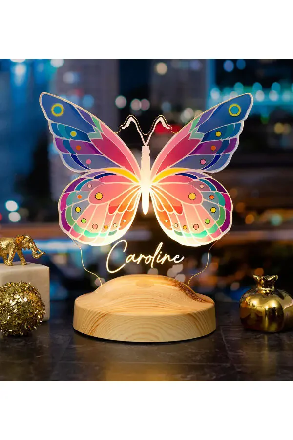 Butterfly Patterned Colorful LED Lamp, Butterfly Design Birthday Gift for Young Girl, Children's Room Lamp - 5