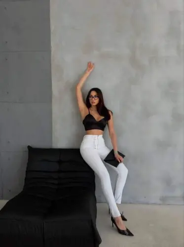 BUTTON AND ZIPPERED JEANS - White - 4