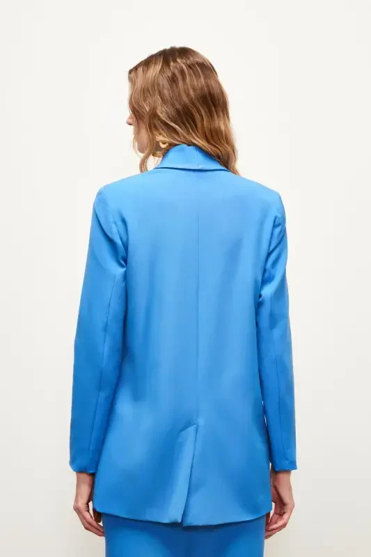 Button Detail Crossover Jacket - INDIGO - 7