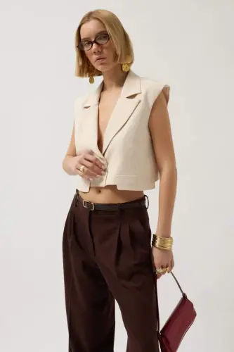 Button Detail Pocketed Vest - 1