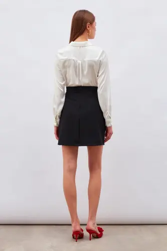 Button Detailed Mini Skirt - Black - 8