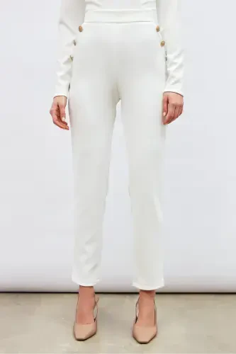Button Detailed Pants - Ecru - 8