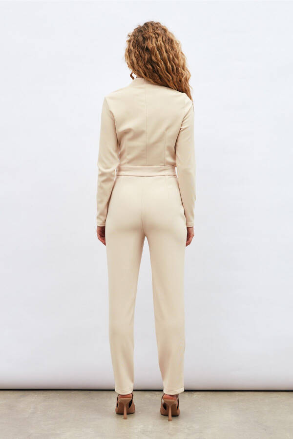 Button Detailed Trousers - Beige - 4