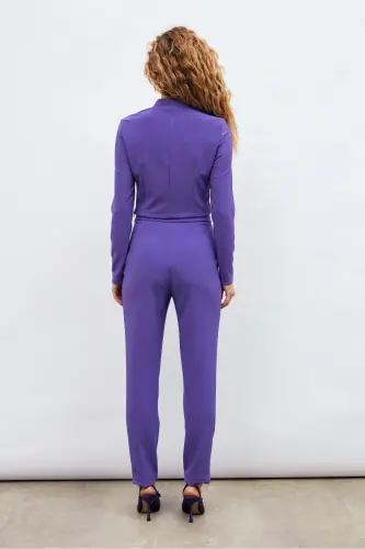Button Detailed Trousers - Purple-PURPLE - 6