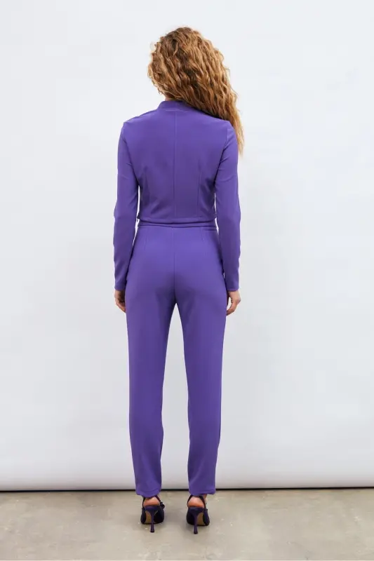 Button Detailed Trousers - Purple-PURPLE - 6
