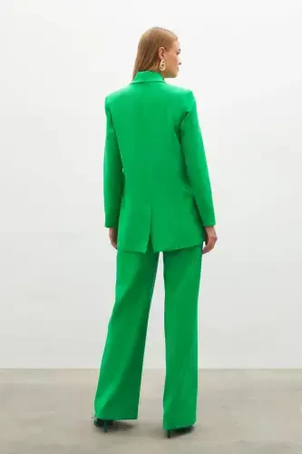 Button Detailed Wrap Jacket - GREEN - 8