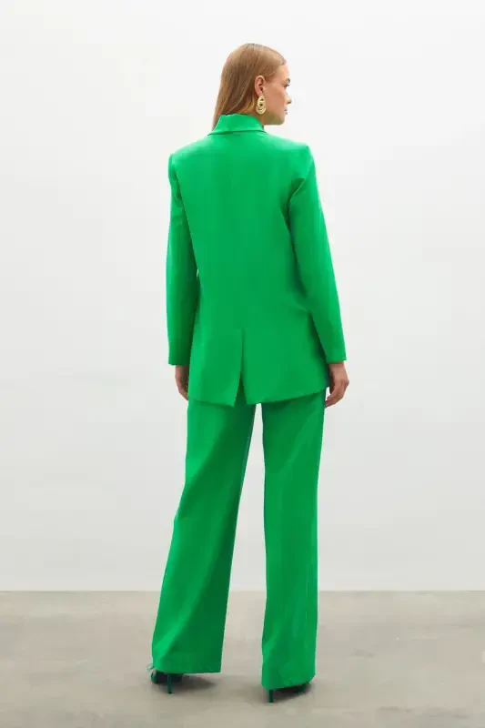 Button Detailed Wrap Jacket - GREEN - 8