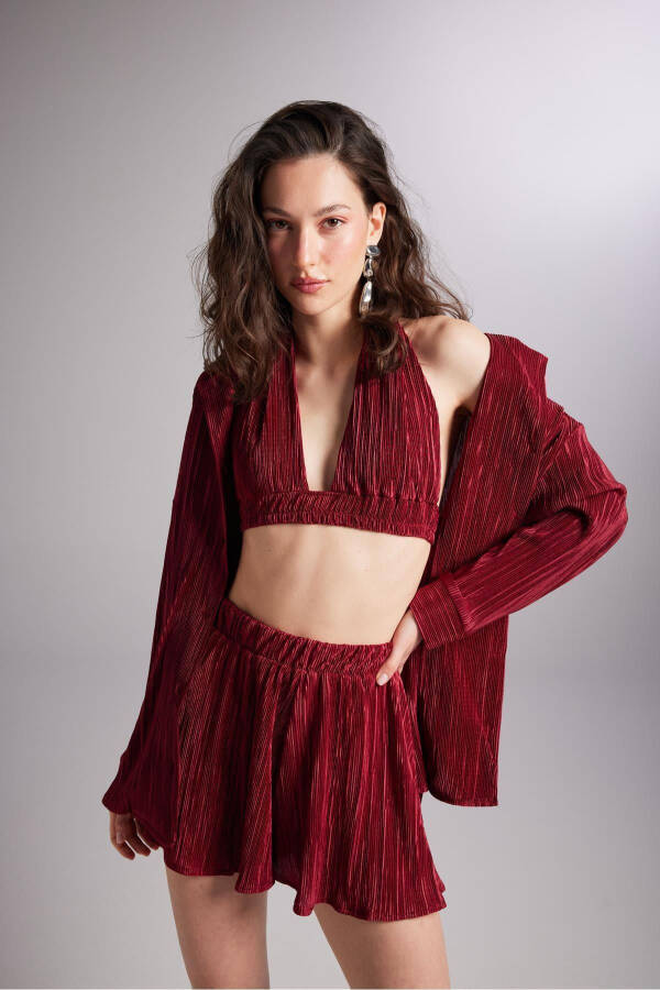 Button-Down Comfy Oversize Shirt Burgundy - 2