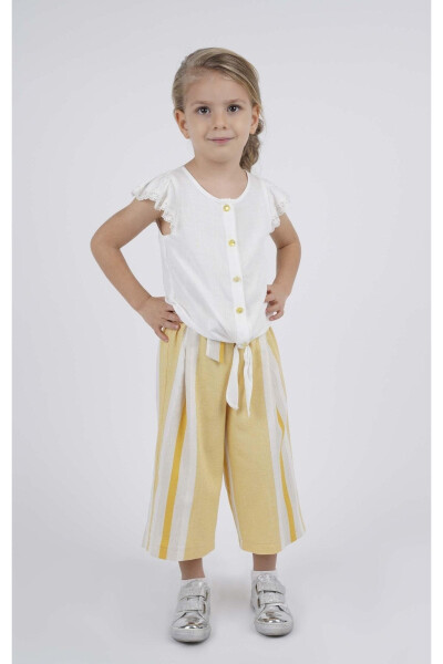 Button-down Shirt for Girls in Ecru-Yellow - 1