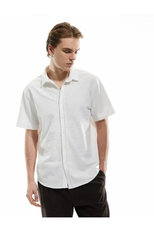 Button-Down Textured Regular Fit Classic Short Sleeve - 1