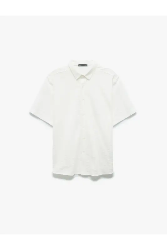 Button-Down Textured Regular Fit Classic Short Sleeve - 3