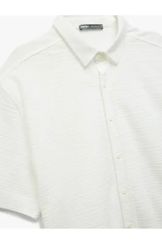 Button-Down Textured Regular Fit Classic Short Sleeve - 5