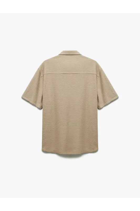 Button-Down Textured Viscose Beige Men's Shirt 5sam60 - 4