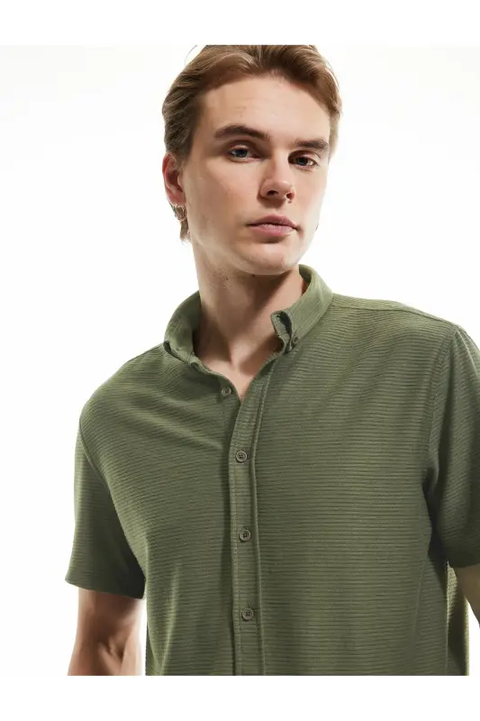 Button-Down Textured Viscose Blend Regular Fit K - 2