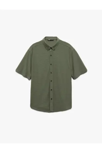 Button-Down Textured Viscose Blend Regular Fit K - 4