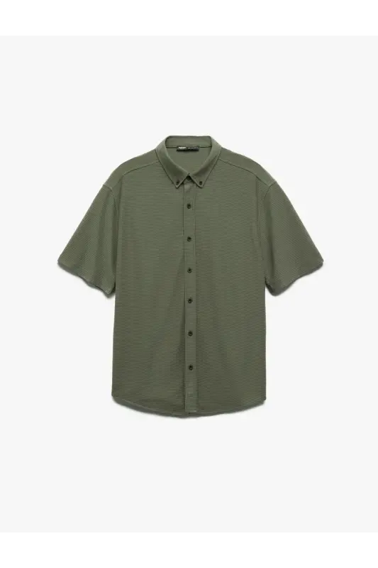 Button-Down Textured Viscose Blend Regular Fit K - 4