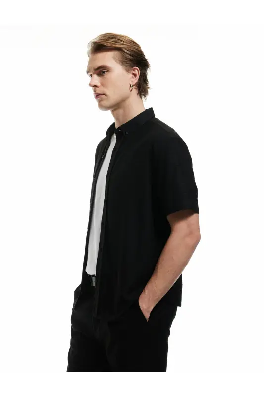 Button-Down Textured Viscose Blend Regular Fit K - KOTON