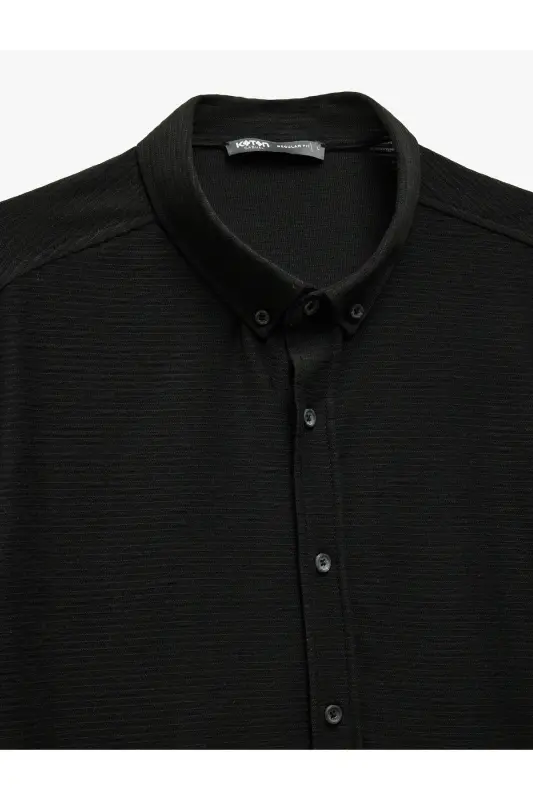 Button-Down Textured Viscose Blend Regular Fit K - 5