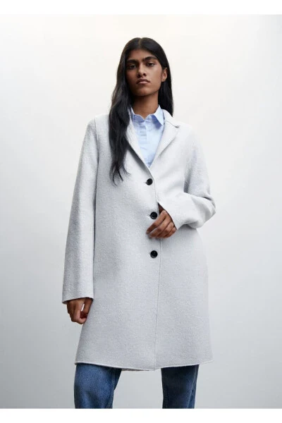Button Down Wool Coat - MANGO
