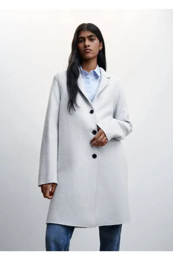 Button Down Wool Coat - 1