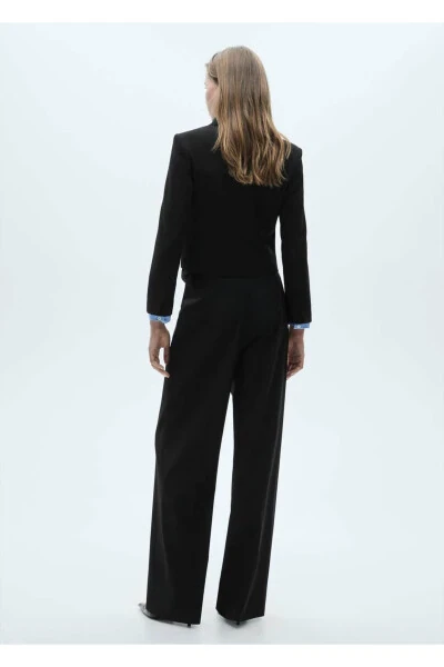 Button-Up Crop Blazer Jacket - 4