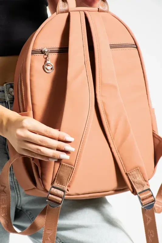 Button Women's Satin Adjustable Strap Backpack-VISON - 3