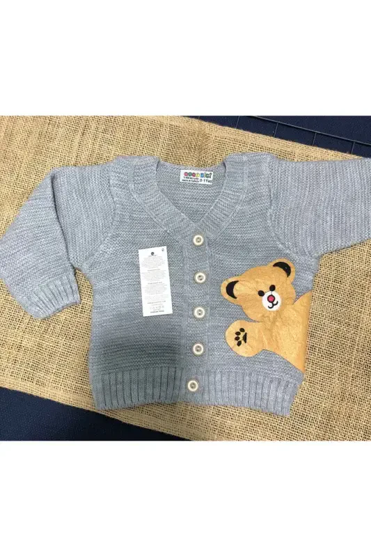 Buttoned Cardigan-boy-girl-unisex-grey - 1