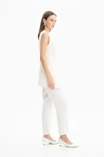 Buttoned Chic Vest-Ecru - 4