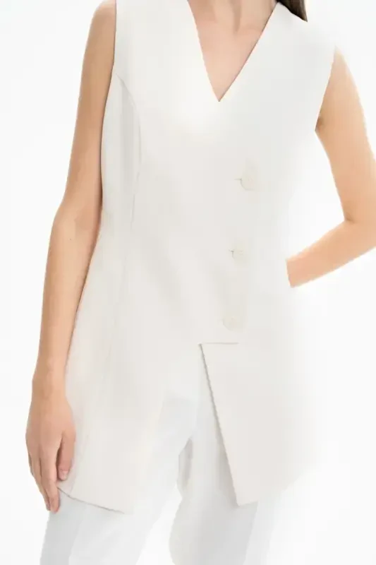 Buttoned Chic Vest-Ecru - 6