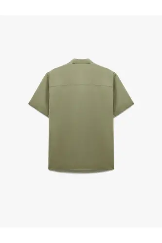 Buttoned Classic Collar Flap Pocket Detailed Rayon Regu - 4