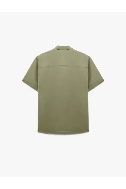 Buttoned Classic Collar Flap Pocket Detailed Rayon Regu - 4