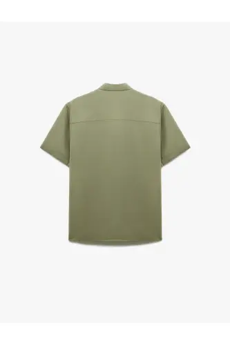 Buttoned Classic Collar Flap Pocket Detailed Rayon Regu - 4