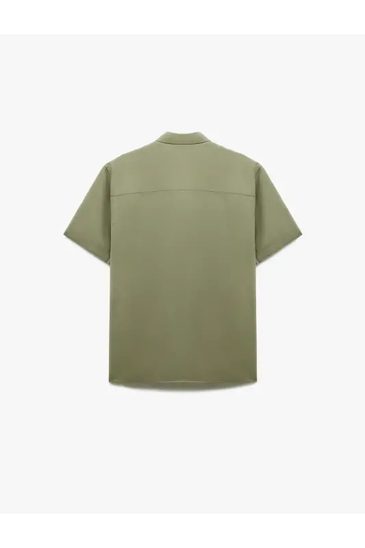 Buttoned Classic Collar Flap Pocket Detailed Rayon Regu - 4