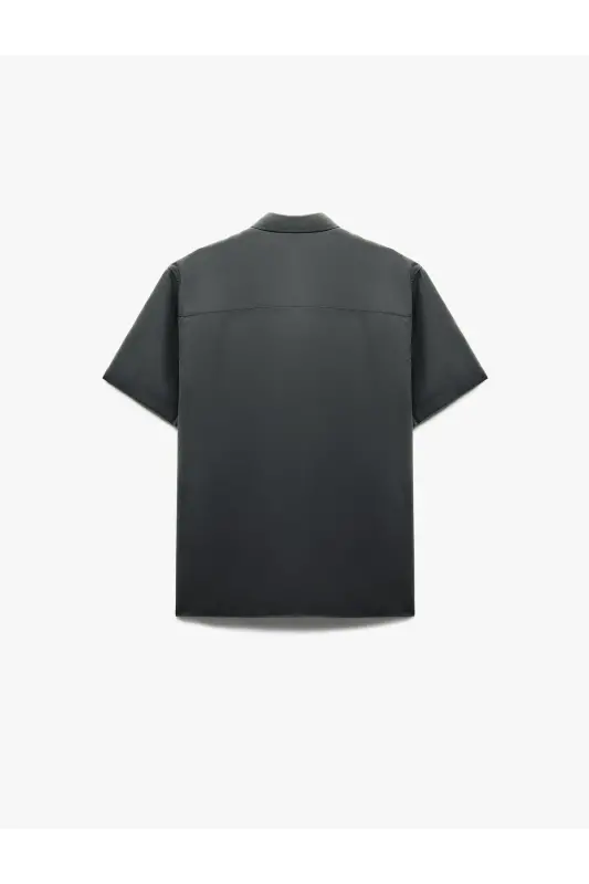 Buttoned Classic Collar Flap Pocket Detailed Rayon Regu - 8