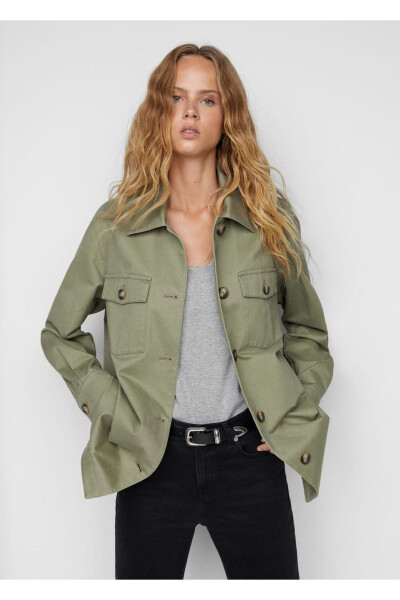 Buttoned Cotton Shirt Jacket - 1