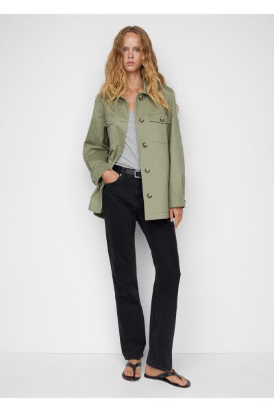 Buttoned Cotton Shirt Jacket - 2