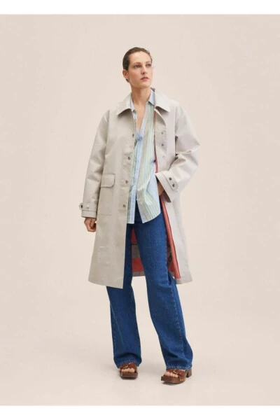 Buttoned Cotton Trench Coat - MANGO (1)