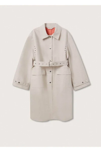 Buttoned Cotton Trench Coat - 3