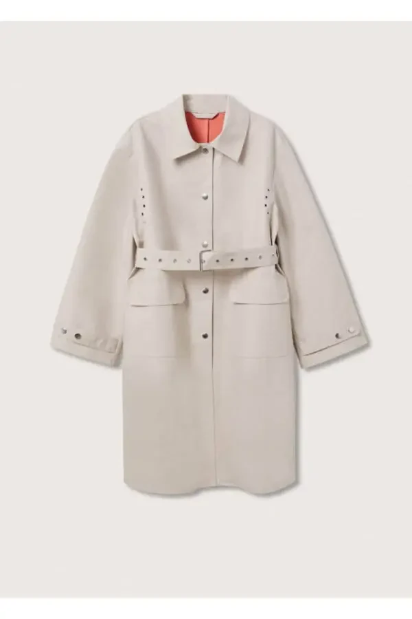 Buttoned Cotton Trench Coat - 3