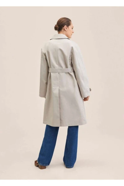 Buttoned Cotton Trench Coat - 4
