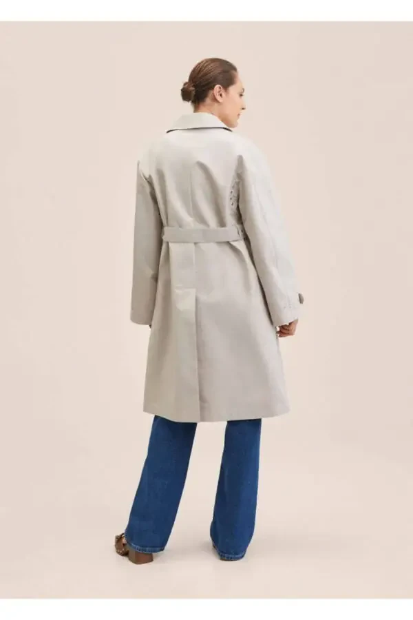Buttoned Cotton Trench Coat - 4
