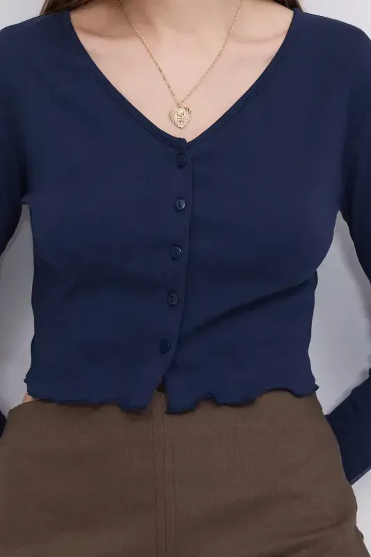 Buttoned Crop Cardigan H1666-T10-Laci - 3