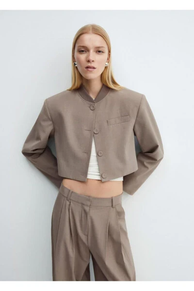Buttoned cropped jacket - MANGO
