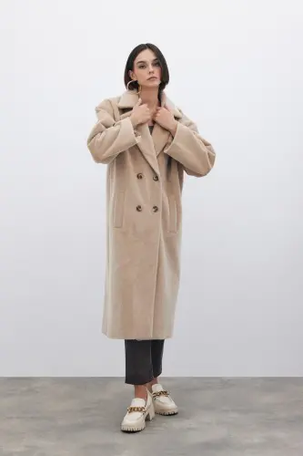 Buttoned Duffle Coat - BEIGE - SATEEN (1)
