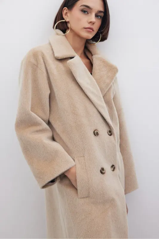 Buttoned Duffle Coat - BEIGE - 6
