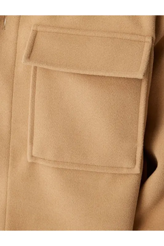 Buttoned Flap Pocket Long Sleeve Regular Fit Coat - 6