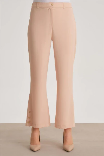 Buttoned flare trousers, camel color. - 7
