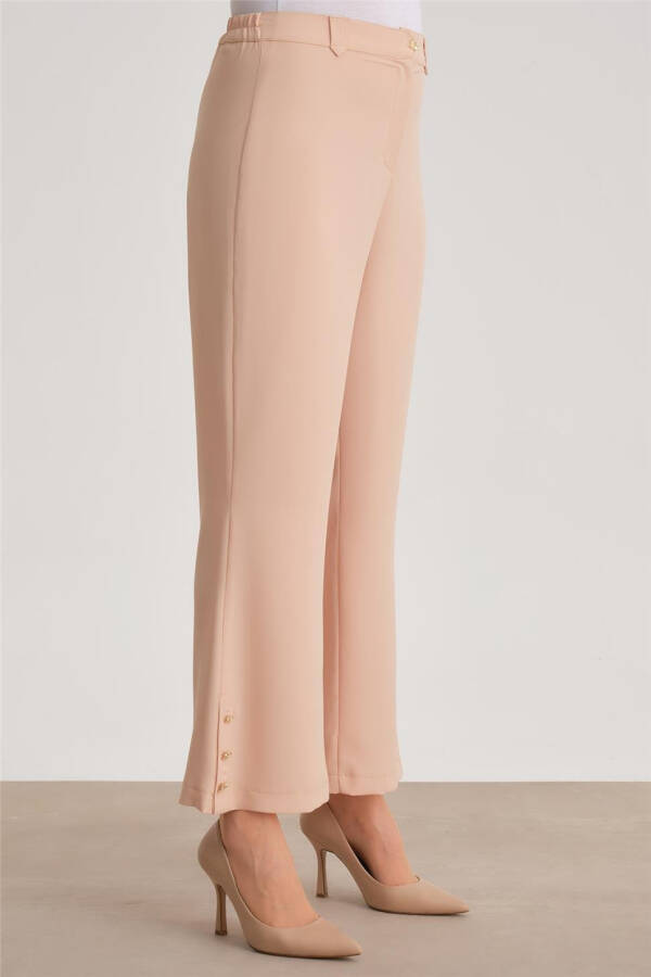 Buttoned flare trousers, camel color. - 8