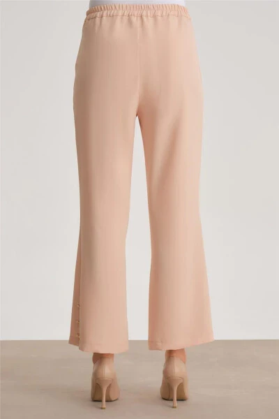 Buttoned flare trousers, camel color. - 10